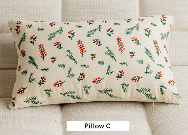 Decorative Pillows for Couch, Farmhouse Decorative Pillows for Sofa, Embroider Flower Cotton Pillow Covers, Spring Flower Decorative Pillows for Bedroom-Grace Painting Crafts