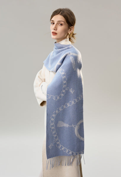 Elegant Designer Scarf, Holiday Women Scarf, Christmas Gifts for Her, Modern Wool Scarf, Warm Winter Scarf, Cold Weather Scarf, Blue Fashion Scarf, Soft Cashmere Scarf for Girls-Grace Painting Crafts