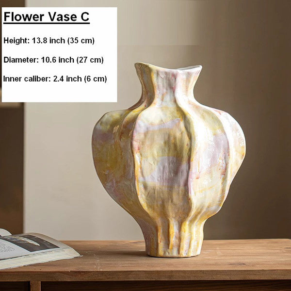 Centerpiece Ceramic Bouquet Vases, Handmade Modern Flower Vase, Large Contemporary Vases on Dining Table, Porcelain Vases for Modern Home Decor-Grace Painting Crafts