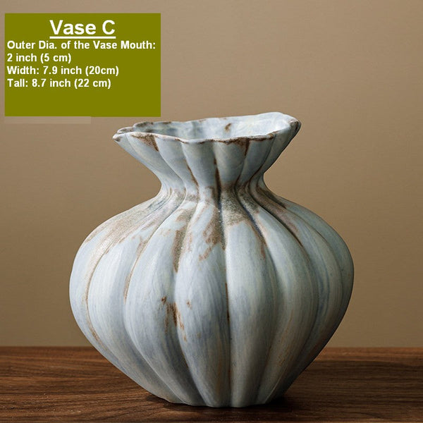 Handmade Water Holding Flower Vases, Porcelain Flower Vases, Modern Flower Vase Centerpiece on Table, Ceramic Bouquet Vases-Grace Painting Crafts