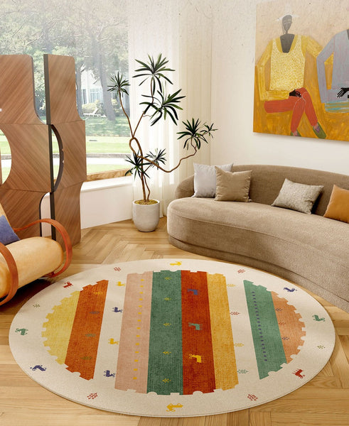 Modern Rugs for Children's Room, Geometric Modern Rug Ideas for Living Room, Circular Modern Rugs for Bathroom, Abstract Contemporary Round Rugs for Dining Room-Grace Painting Crafts