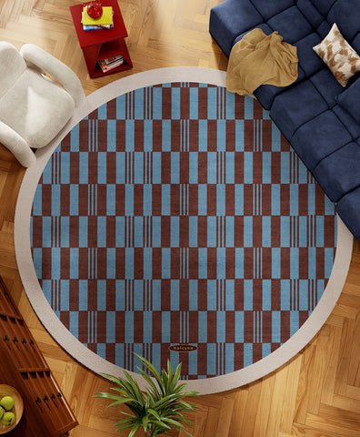 Modern Rugs for Dining Room, Geometric Modern Rugs for Living Room, Mid Century Circular Rugs for Bedroom, Abstract Contemporary Round Rugs under Chairs-Grace Painting Crafts