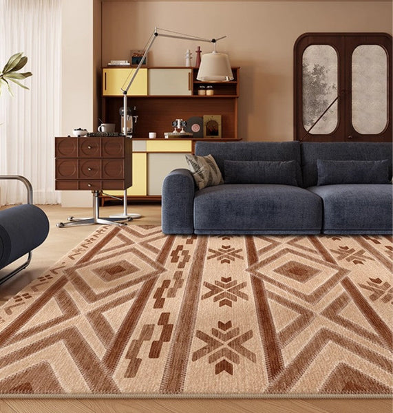 Mid Century Modern Rugs Next to Bed, Contemporary Rugs for Bedroom, Abstract Modern Carpets for Living Room, Modern Rugs for Dining Room-Grace Painting Crafts