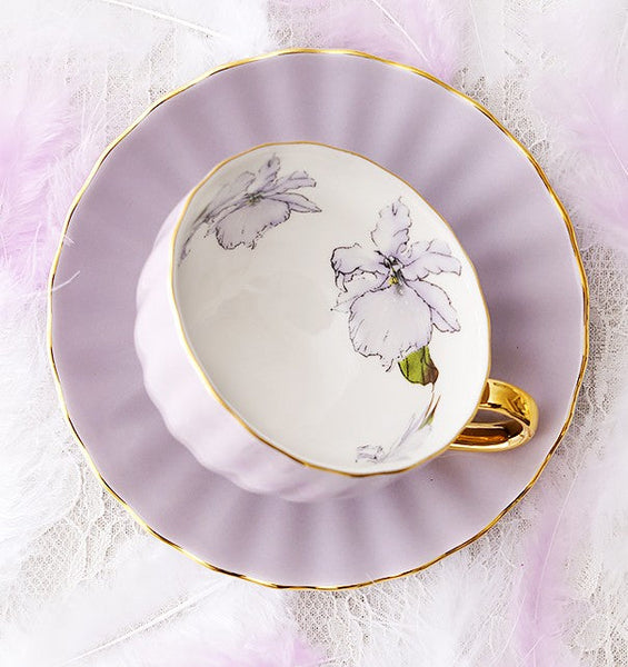 Beautiful British Tea Cups, Unique Traditional Afternoon Tea Cup and Saucer, Elegant Ceramic Coffee Cups, Royal Porcelain Tea Cup Set-Grace Painting Crafts