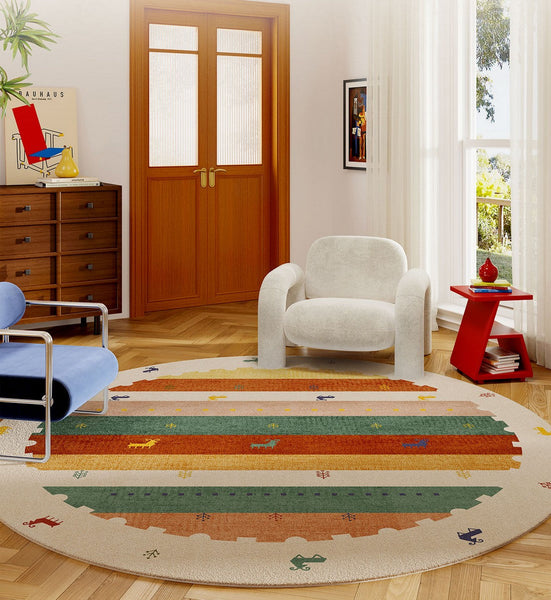 Modern Rugs for Children's Room, Geometric Modern Rug Ideas for Living Room, Circular Modern Rugs for Bathroom, Abstract Contemporary Round Rugs for Dining Room-Grace Painting Crafts