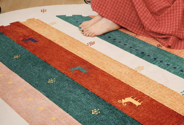 Modern Rugs for Children's Room, Geometric Modern Rug Ideas for Living Room, Circular Modern Rugs for Bathroom, Abstract Contemporary Round Rugs for Dining Room-Grace Painting Crafts