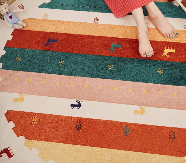 Modern Rugs for Children's Room, Geometric Modern Rug Ideas for Living Room, Circular Modern Rugs for Bathroom, Abstract Contemporary Round Rugs for Dining Room-Grace Painting Crafts