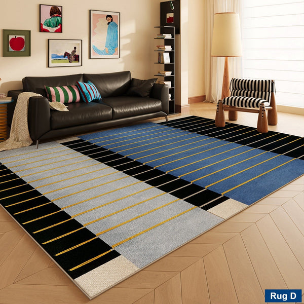 Bedroom Modern Floor Carpet, Blue Modern Rug Designs, Mid Century Modern Rugs, Contemporary Modern Rugs for Dining Room, Living Room Rug Ideas-Grace Painting Crafts