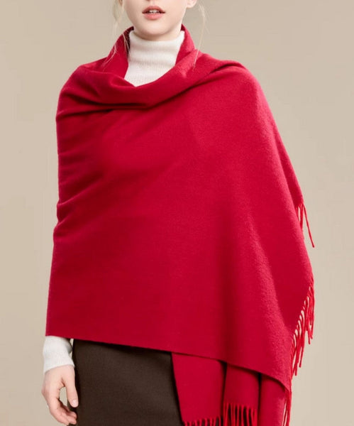 Long Wool Scarf, Soft Wool Scarf for Women, Evening Wrap, Red Winter Shawl, Elegant Shawl, Warm Cape, Fashion Scarf, Christmas Gift, Gifts for Women-Grace Painting Crafts