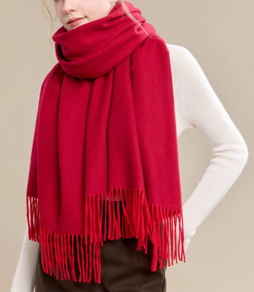 Long Wool Scarf, Soft Wool Scarf for Women, Evening Wrap, Red Winter Shawl, Elegant Shawl, Warm Cape, Fashion Scarf, Christmas Gift, Gifts for Women-Grace Painting Crafts