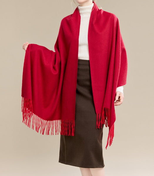 Long Wool Scarf, Soft Wool Scarf for Women, Evening Wrap, Red Winter Shawl, Elegant Shawl, Warm Cape, Fashion Scarf, Christmas Gift, Gifts for Women-Grace Painting Crafts