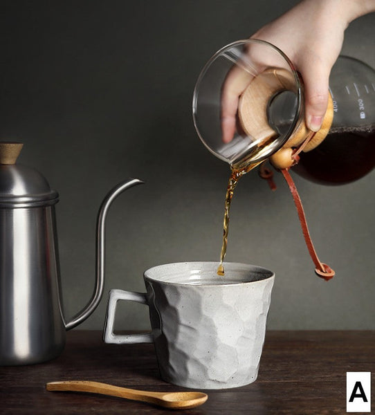 Large Capacity Coffee Cups, Modern Handmade Pottery Coffee Cup, Large Unique Tea Cup, Creative Brown White Black Blue Ceramic Coffee Mugs-Grace Painting Crafts