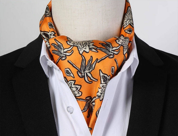 Casual Silk Scarf Men, Lightweight Short Silk Scarf, Mens Dress Silk Scarf, Short Silk Ascot Men, Silk Scarf For Blazer, Mens Summer Silk Scarf-Grace Painting Crafts