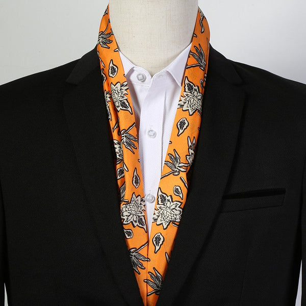 Casual Silk Scarf Men, Lightweight Short Silk Scarf, Mens Dress Silk Scarf, Short Silk Ascot Men, Silk Scarf For Blazer, Mens Summer Silk Scarf-Grace Painting Crafts