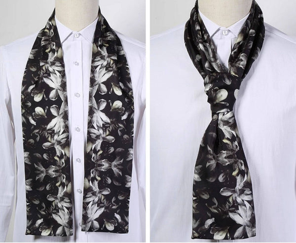 Lightweight Short Silk Scarf, Casual Silk Scarf Men, Mens Dress Silk Scarf, Short Silk Ascot Men, Silk Scarf For Blazer, Mens Summer Silk Scarf-Grace Painting Crafts