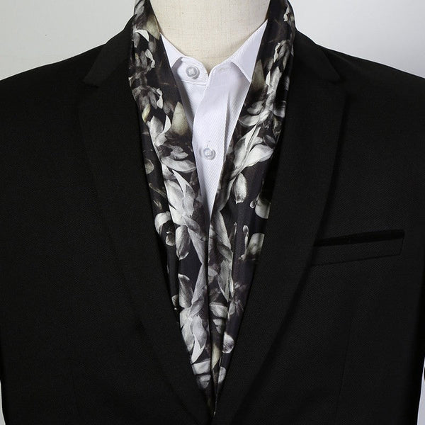 Lightweight Short Silk Scarf, Casual Silk Scarf Men, Mens Dress Silk Scarf, Short Silk Ascot Men, Silk Scarf For Blazer, Mens Summer Silk Scarf-Grace Painting Crafts
