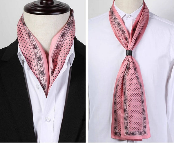Mens Dress Silk Scarf, Short Silk Ascot Men, Lightweight Short Silk Scarf, Casual Silk Scarf Men, Silk Scarf For Blazer, Mens Summer Silk Scarf-Grace Painting Crafts