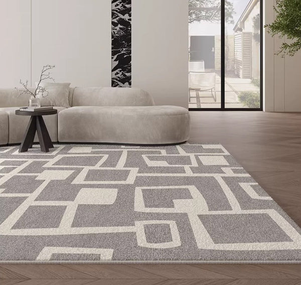 Large Geometric Rugs, Contemporary Area Rugs for Dining Room, Modern Rugs for Living Room, Gray Modern Rugs for Bedroom-Grace Painting Crafts