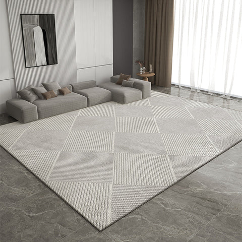 Gray Contemporary Modern Rugs for Living Room, Extra Large Modern Rugs for Bedroom, Geometric Modern Rug Placement Ideas for Dining Room-Grace Painting Crafts