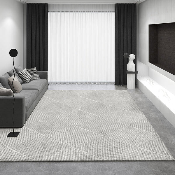 Gray Contemporary Modern Rugs for Living Room, Extra Large Modern Rugs for Bedroom, Geometric Modern Rug Placement Ideas for Dining Room-Grace Painting Crafts