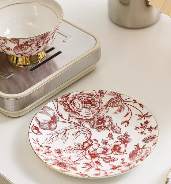 Creative Porcelain Tea Cup Saucer Set, Beautiful British Tea Cups, Elegant Flower Ceramic Cups, Unique Royal Coffee Cup and Saucer-Grace Painting Crafts