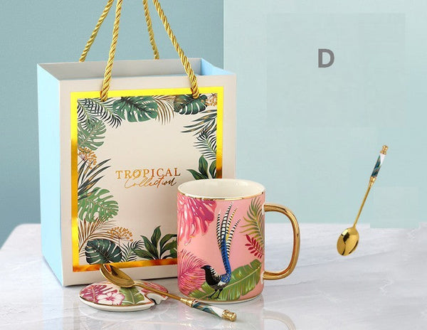 Unique Ceramic Mugs in Gift Box, Creative Porcelain Cups, Large Capacity Jungle Animal Porcelain Mugs, Large Ceramic Mugs for Office-Grace Painting Crafts
