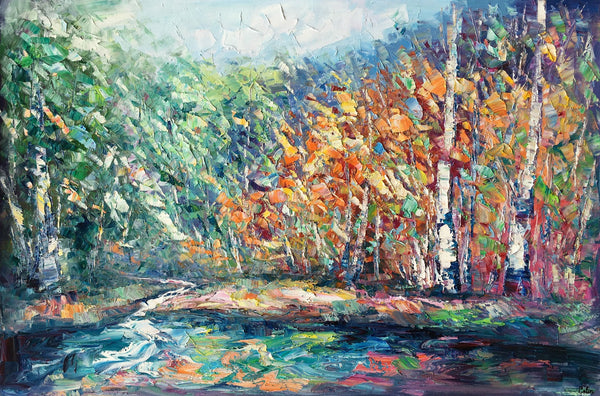 Landscape Painting, Autumn Tree Wall Art, Large Canvas Art, Custom Large Original Artwork, Canvas Painting