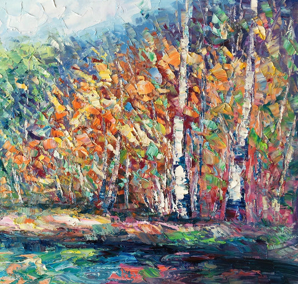 Landscape Painting, Autumn Tree Wall Art, Large Canvas Art, Custom Large Original Artwork, Canvas Painting-Grace Painting Crafts