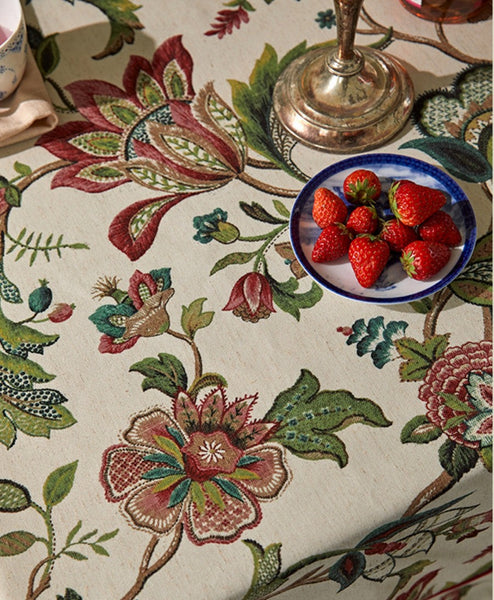 Spring Flower Table Cover for Kitchen, Large Modern Rectangular Tablecloth Ideas for Dining Room Table, Rustic Garden Floral Tablecloth for Round Table-Grace Painting Crafts