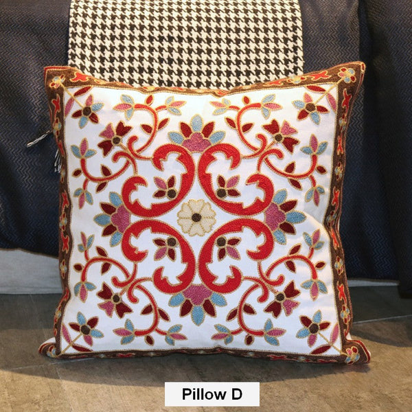 Decorative Sofa Pillows, Cotton Flower Decorative Pillows, Embroider Flower Cotton Pillow Covers, Farmhouse Decorative Throw Pillows for Couch-Grace Painting Crafts