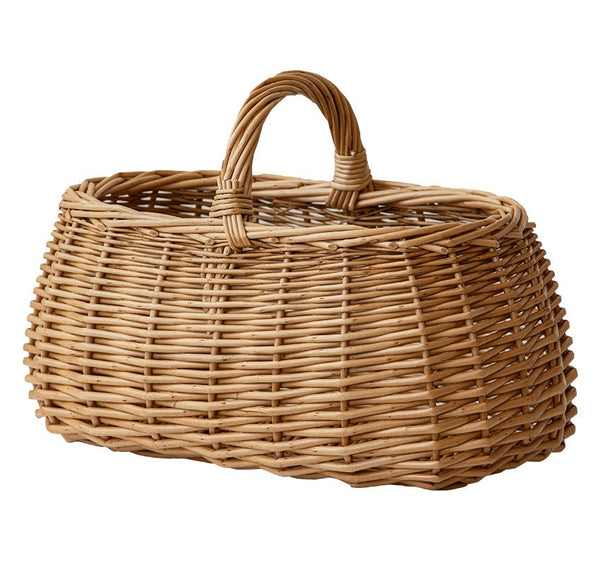Hand-woven Wicker Storage Basket, Small Picnic Storage Basket with Handle, Willow Weaving Baskets for Vegetable, Natural Fruit Basket, Kitchen Storage Baskets-Grace Painting Crafts