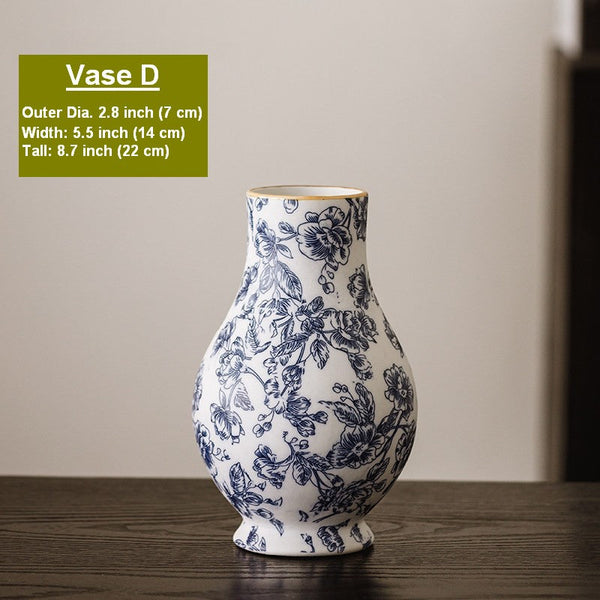 Porcelain Flower Vases, Modern Ceramic Bouquet Vases, Centerpiece on Dining Table, Flower Vase on Table, Handmade Water Holding Flower Vases-Grace Painting Crafts