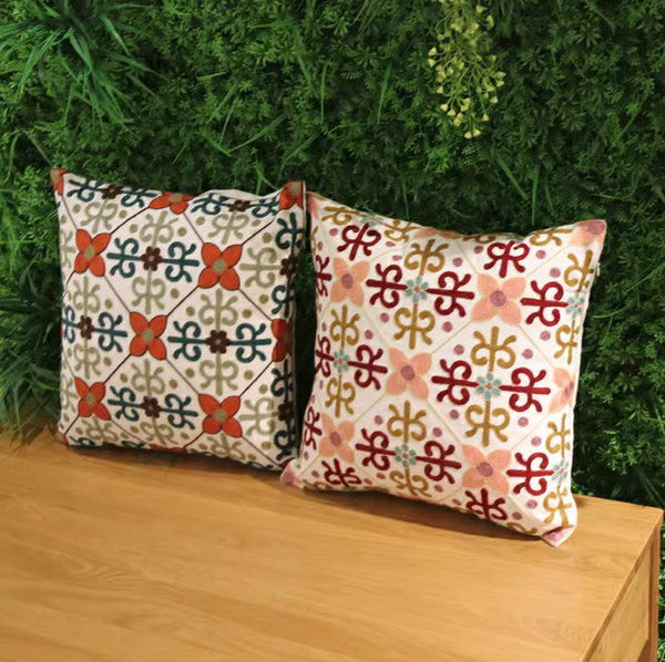 Farmhouse Decorative Throw Pillows for Couch, Embroider Flower Cotton Pillow Covers, Cotton Flower Decorative Pillows, Decorative Sofa Pillows-Grace Painting Crafts