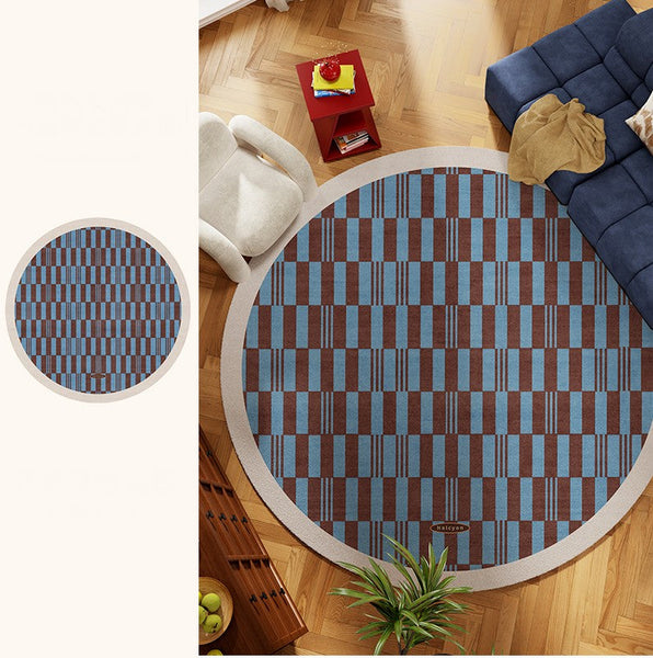 Modern Rugs for Dining Room, Geometric Modern Rugs for Living Room, Mid Century Circular Rugs for Bedroom, Abstract Contemporary Round Rugs under Chairs-Grace Painting Crafts