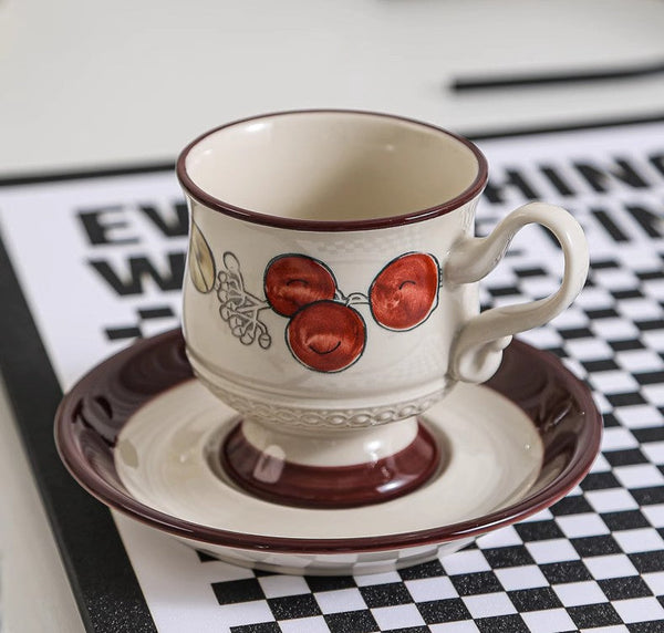 Elegant Ceramic Cups, Creative Coffee Cup and Saucer, Creative Porcelain Tea Cup Set, Beautiful British Tea Cups for Afternoon Tea-Grace Painting Crafts