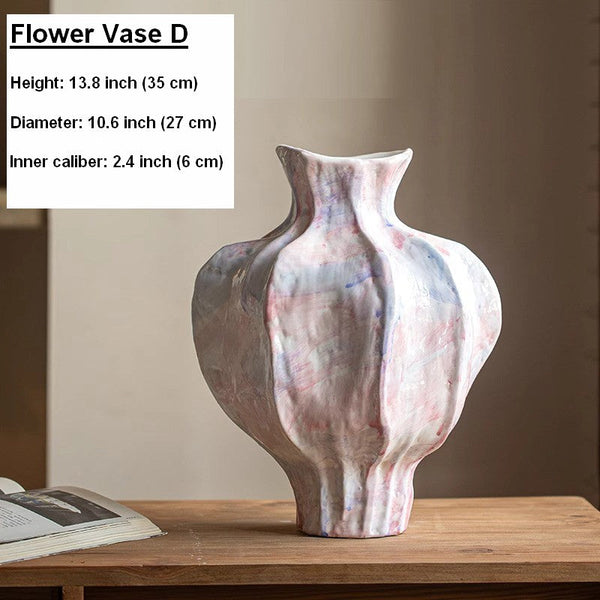 Centerpiece Ceramic Bouquet Vases, Handmade Modern Flower Vase, Large Contemporary Vases on Dining Table, Porcelain Vases for Modern Home Decor-Grace Painting Crafts