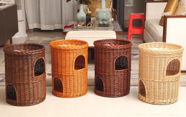 Large Cat House Basket with Washable Cushion for Indoor Cats and Dogs, Triple-Layer Cat Bed-Grace Painting Crafts