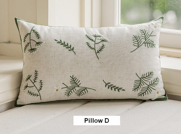 Embroider Flower Cotton Pillow Covers, Decorative Pillows for Sofa, Farmhouse Decorative Pillows for Couch, Spring Flower Decorative Pillows for Bedroom-Grace Painting Crafts