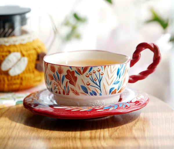Ceramic Coffee Cup Set, Tea Cup With Saucer, Coffee Cup With Saucer, Porcelain Tea Cup Set, British Afternoon Tea Set, Gift Box Tea Set-Grace Painting Crafts