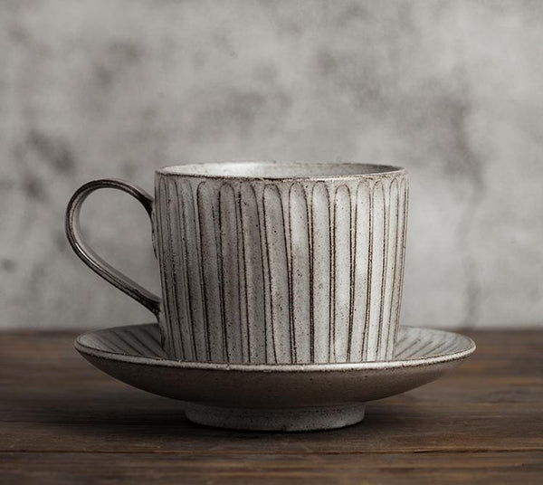 Large Coffee Cup, Pottery Coffee Cups, Latte Coffee Cup, Breakfast Milk Cup, Cappuccino Coffee Mug, Coffee Cup and Saucer Set-Grace Painting Crafts