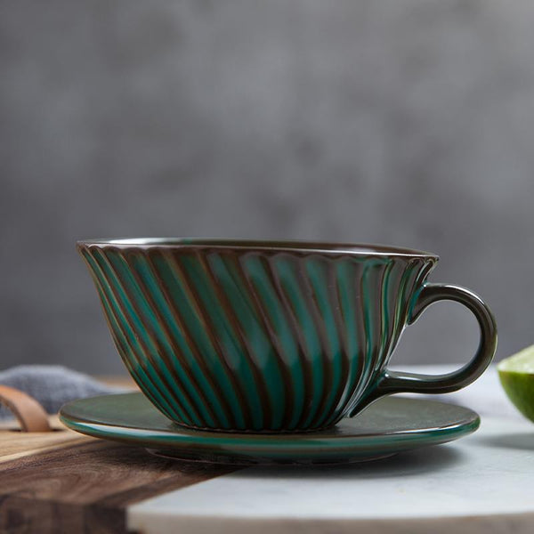 Simple Pink Pottery Coffee Cups, Breakfast Milk Cup, Latte Coffee Cup, Ceramic Coffee Cup, Cappuccino Coffee Mug, Coffee Cup and Saucer Set-Grace Painting Crafts