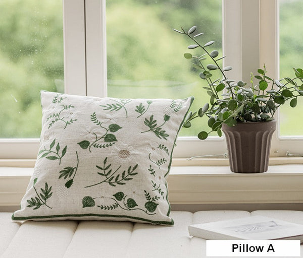 Embroider Flower Cotton Pillow Covers, Decorative Pillows for Sofa, Farmhouse Decorative Pillows for Couch, Spring Flower Decorative Pillows for Bedroom-Grace Painting Crafts