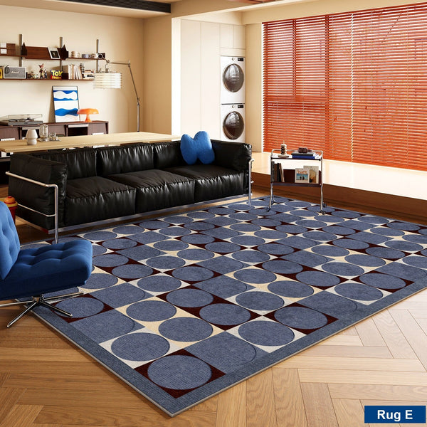 Living Room Rug Ideas, Mid Century Modern Rugs, Bedroom Modern Floor Carpet, Blue Modern Rug Designs, Contemporary Modern Rugs for Dining Room-Grace Painting Crafts