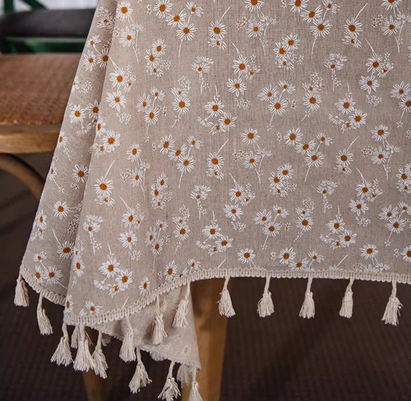 Rustic Flower Pattern Table Covers for Kitchen, Large Rectangle Tablecloth for Dining Room Table, Linen Rectangular Tablecloth for Oval Table, Country Farmhouse Tablecloth-Grace Painting Crafts