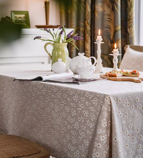 Rustic Flower Pattern Table Covers for Kitchen, Large Rectangle Tablecloth for Dining Room Table, Linen Rectangular Tablecloth for Oval Table, Country Farmhouse Tablecloth-Grace Painting Crafts