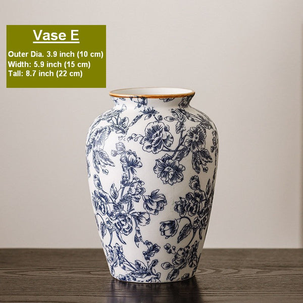 Porcelain Flower Vases, Modern Ceramic Bouquet Vases, Centerpiece on Dining Table, Flower Vase on Table, Handmade Water Holding Flower Vases-Grace Painting Crafts