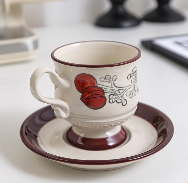Elegant Ceramic Cups, Creative Coffee Cup and Saucer, Creative Porcelain Tea Cup Set, Beautiful British Tea Cups for Afternoon Tea-Grace Painting Crafts