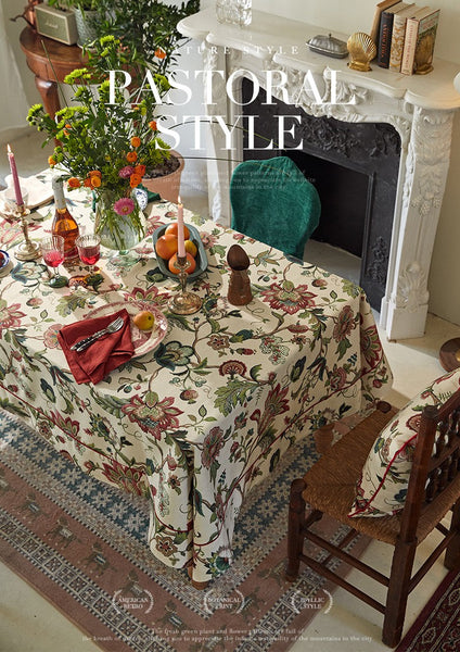 Spring Flower Table Cover for Kitchen, Large Modern Rectangular Tablecloth Ideas for Dining Room Table, Rustic Garden Floral Tablecloth for Round Table-Grace Painting Crafts