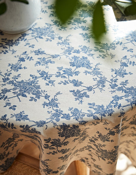 Vintage Rectangle Tablecloth for Dining Room Table, French Flower Pattern Tablecloth for Round Table, Rustic Farmhouse Table Cover for Kitchen-Grace Painting Crafts
