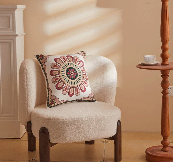 Decorative Throw Pillows for Couch, Embroider Flower Cotton Pillow Covers, Cotton Flower Decorative Pillows, Farmhouse Decorative Sofa Pillows-Grace Painting Crafts